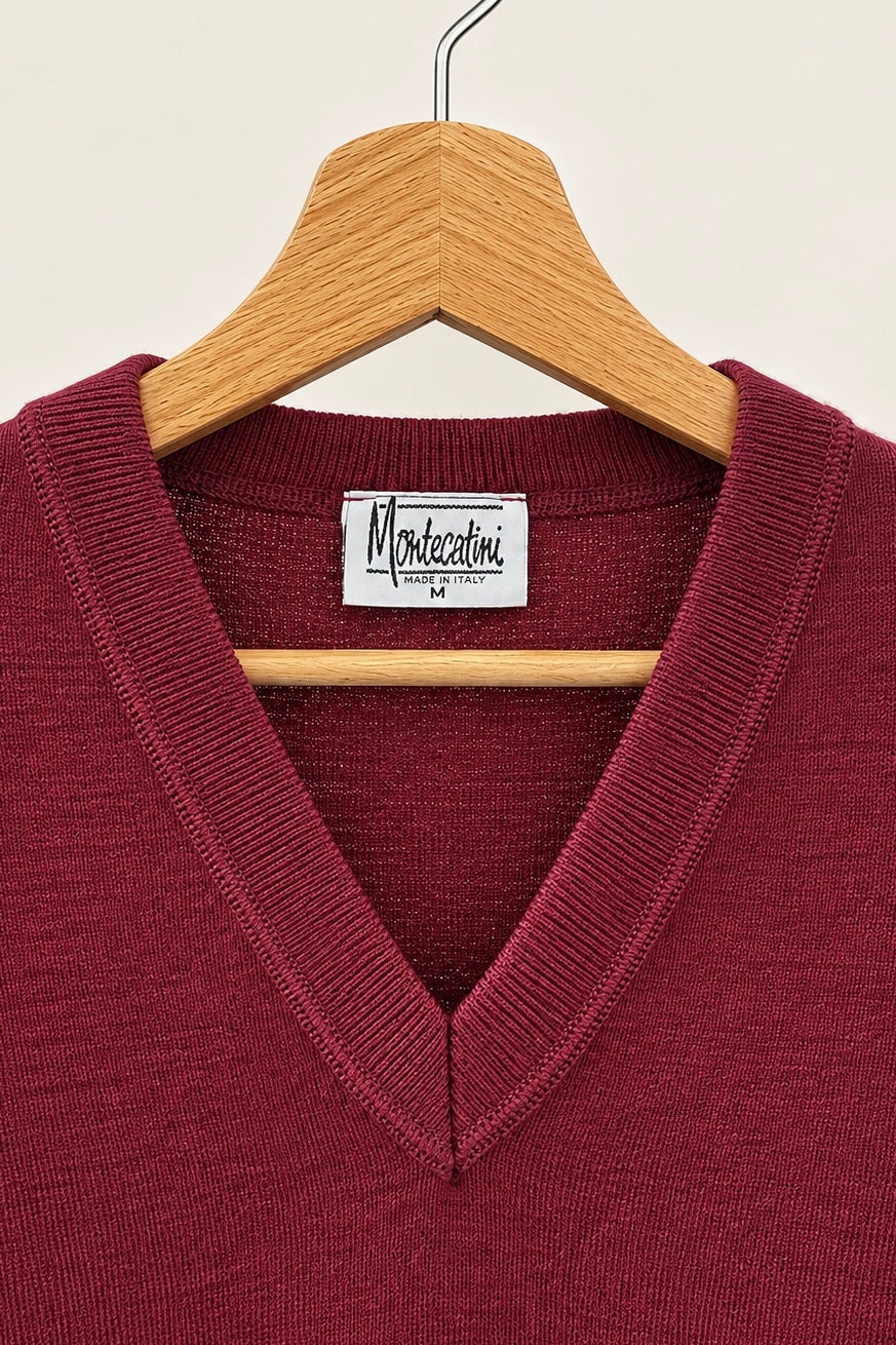 Burgundy Wool Blend Sweater Vest Size M UK 10/12