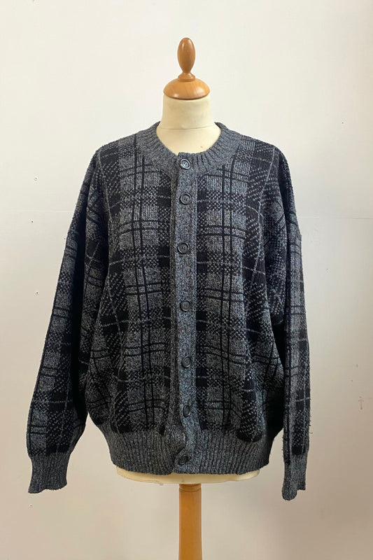 Black & Grey Check Cardigan Size M/L UK 10/12