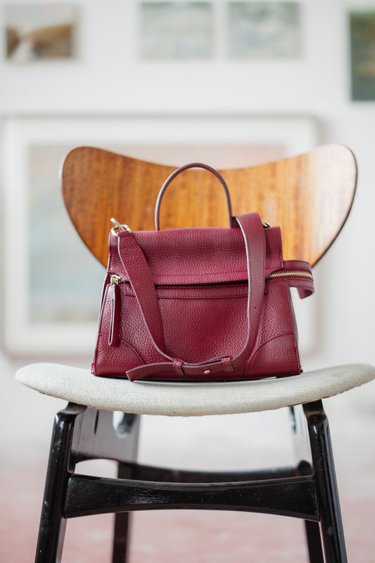 Vintage Furla Meraviglia Bag - Burgundy Leather Crossbody Handbag, Made in Italy