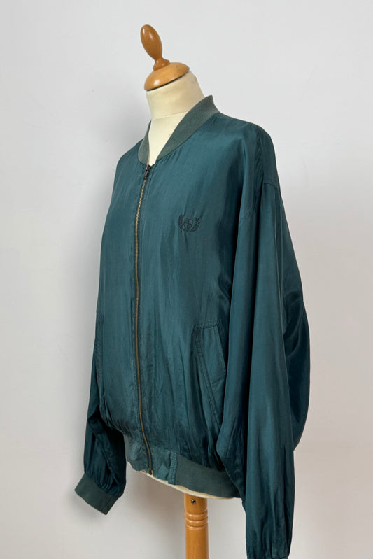 GREEN SILK BOMBER SIZE M UK 10