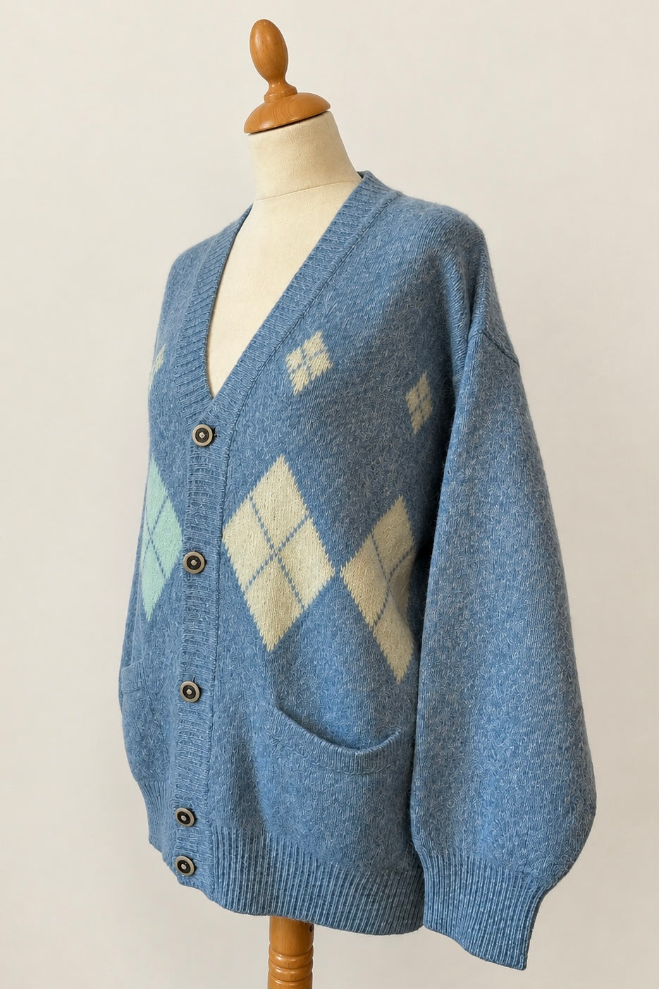 Blue Arglye Wool Cardigan
