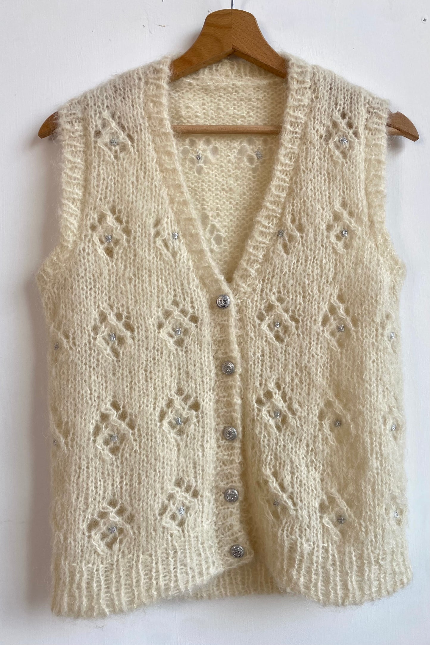 Cream Wool Knit Sweater Vest Women's S UK 6/8