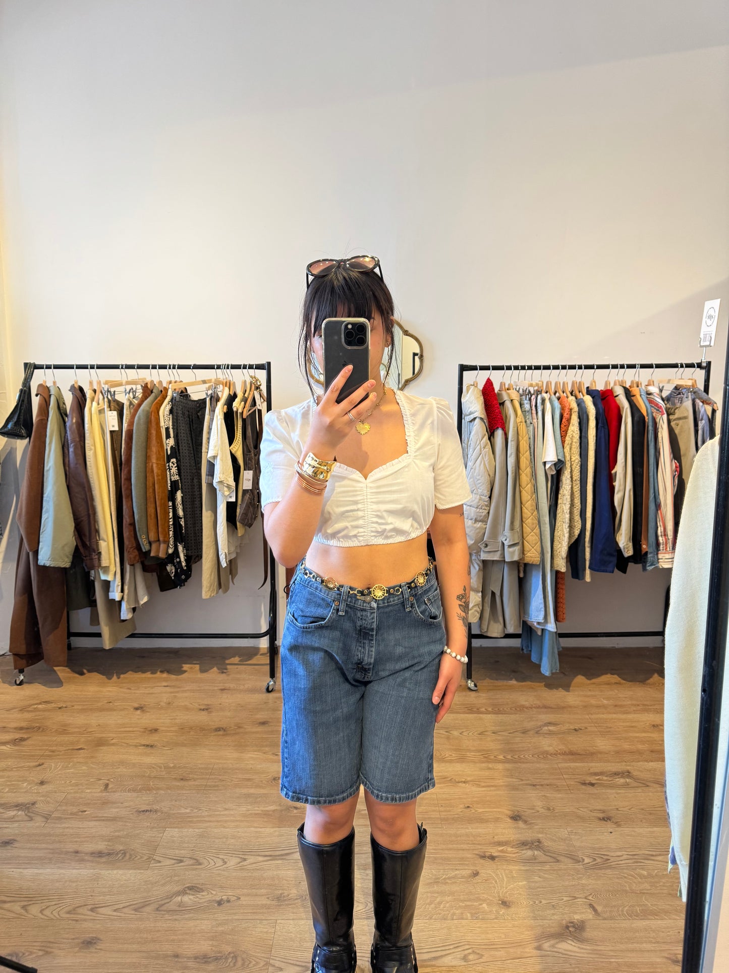 CROP WHITE BLOUSE SIZE XS/S 4/6 UK