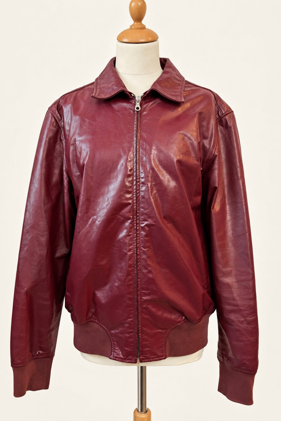 Burgundy Sisley Leather Bomber