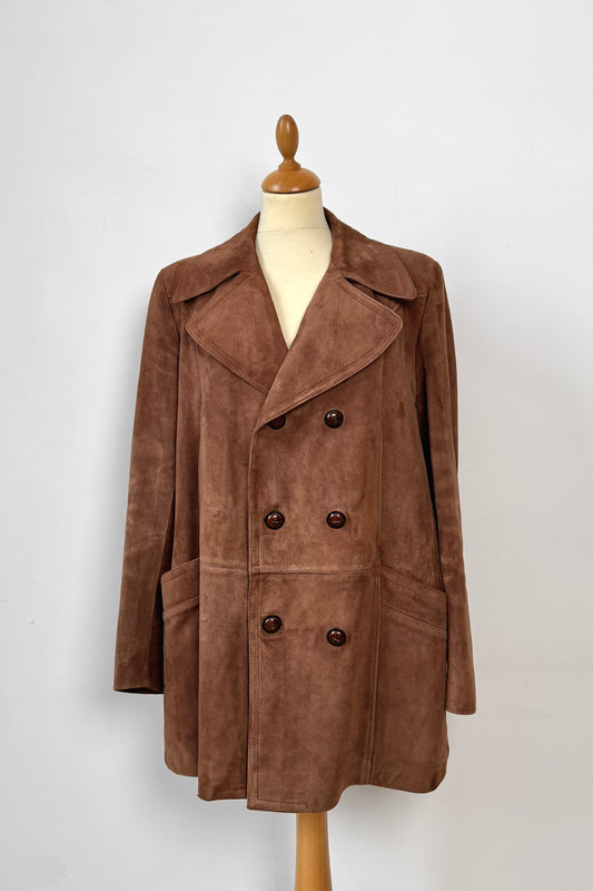 SUEDE COAT WITH SEARLING LINING SIZE L UK 12