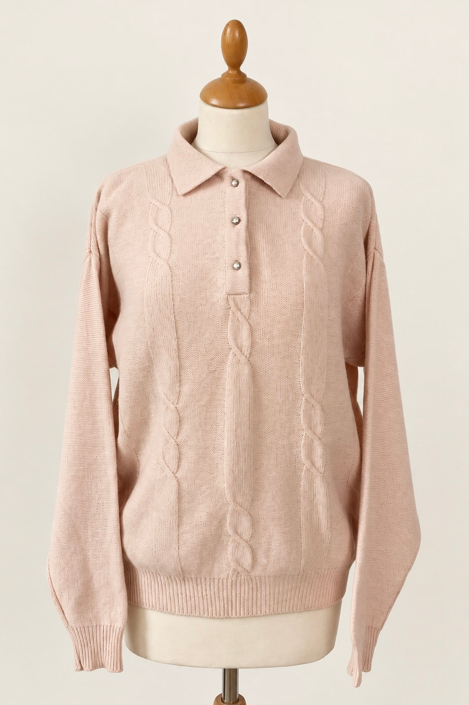Lambswool Pink Polo Jumper
