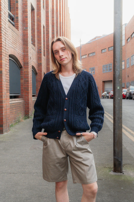 Navy Wool Cardigan, Marina Yachting SIZE M UK 10