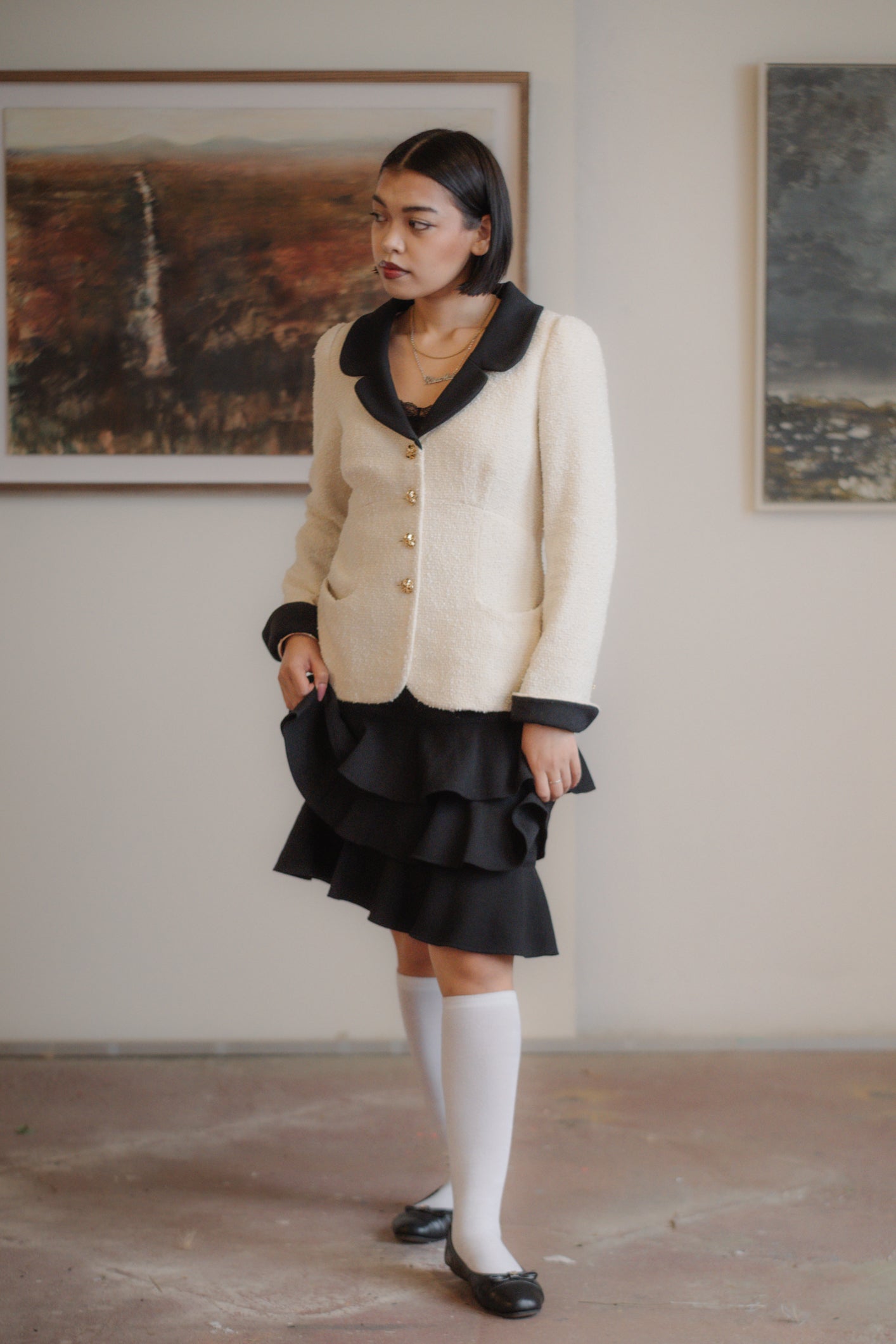 Escada Ruffles Black Skirt Size M UK 10 EU 38