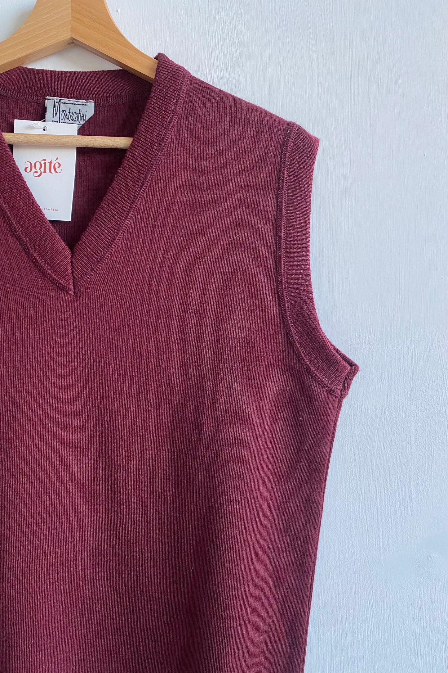 Burgundy Wool Blend Sweater Vest Size M UK 10/12