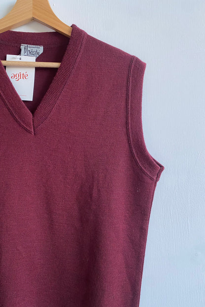 Burgundy Wool Blend Sweater Vest Size M UK 10/12