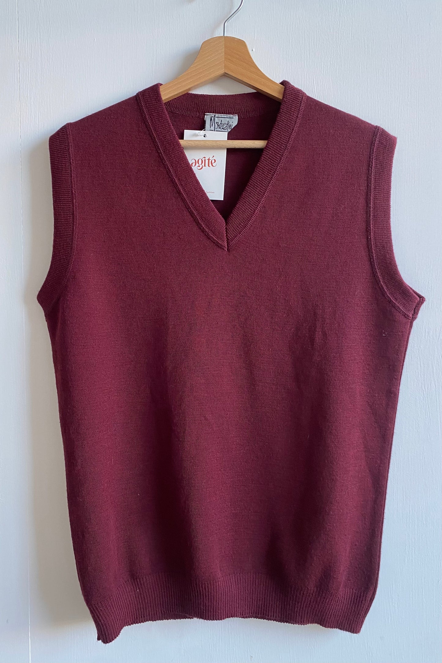 Burgundy Wool Blend Sweater Vest Size M UK 10/12