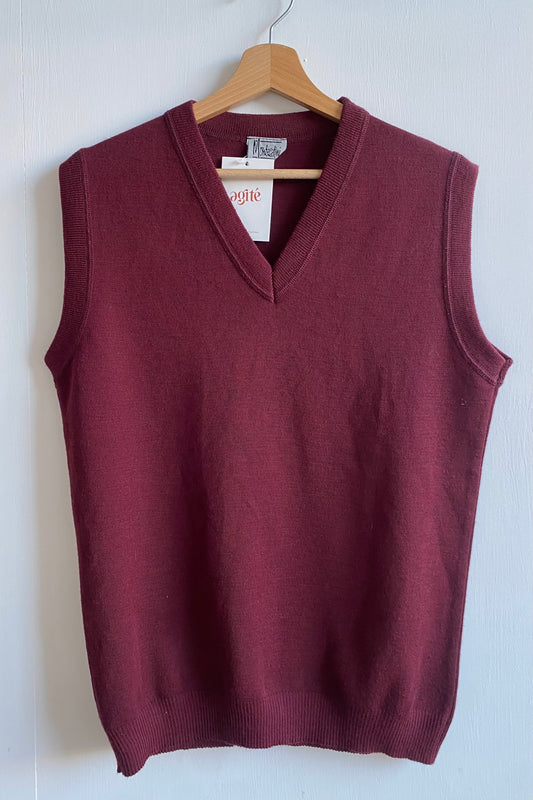 Burgundy Wool Blend Sweater Vest Size M UK 10/12