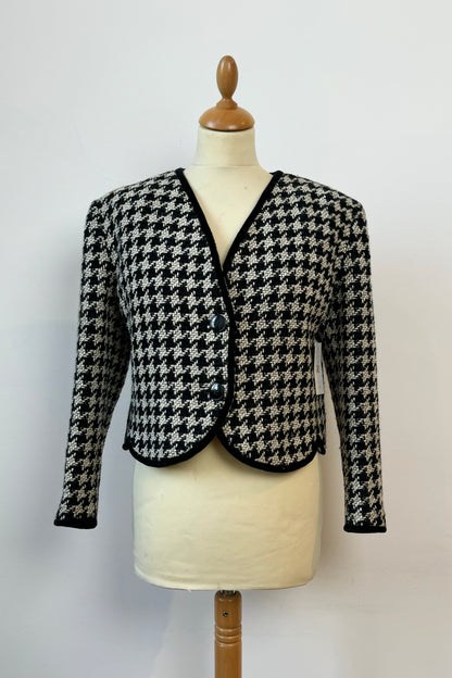 HOUNDSTOOTH LUXURY CROP BLAZER SIZE M/L UK 10/12