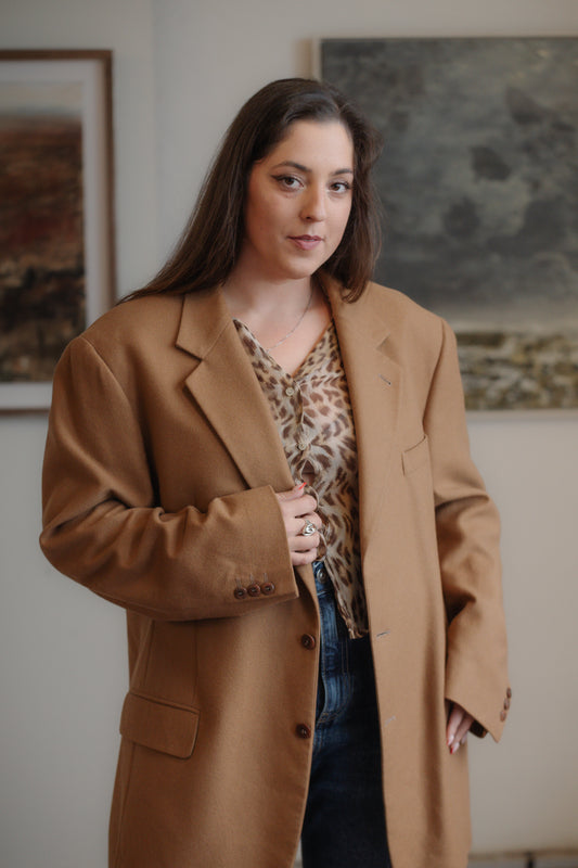 Leopard Silk Shirt Size S/M UK 8/10