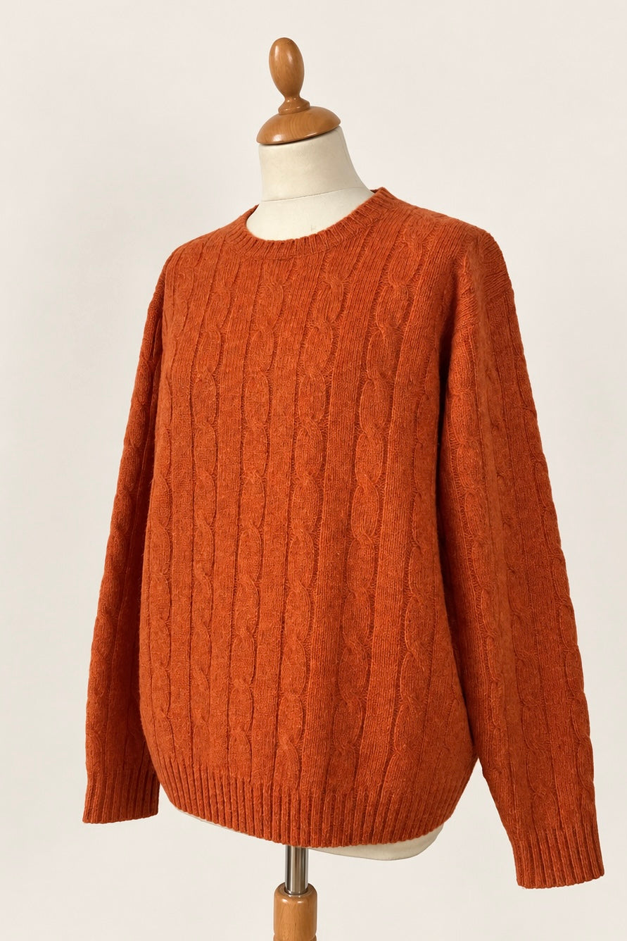 Cable Knit Orange Wool Jumper