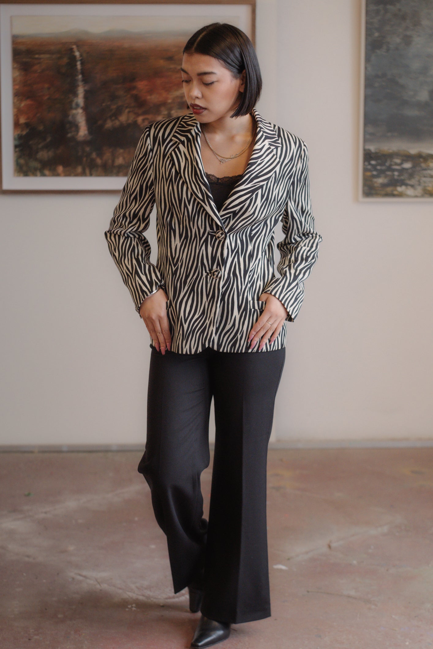 Vintage Gianni Versace Couture Zebra Print Blazer