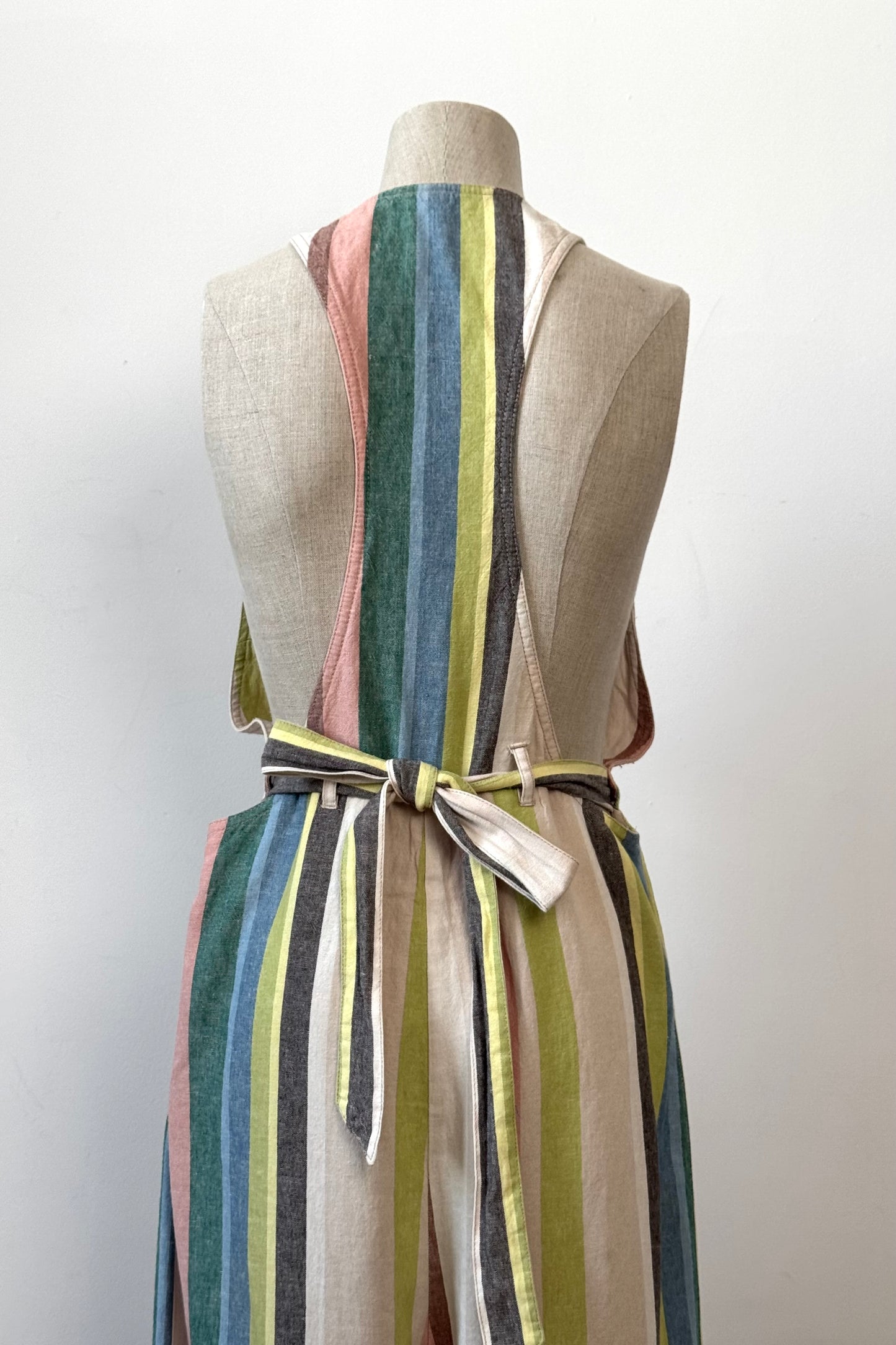 STRIPES LINEN JUMPSUIT SIZE L UK 12 EU 40