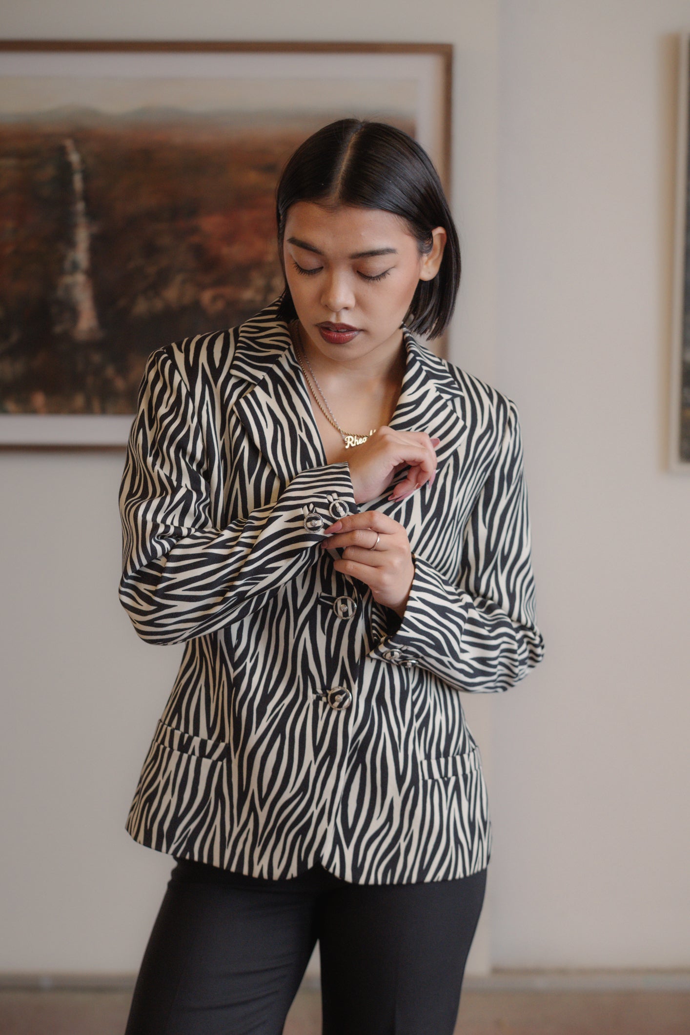 Vintage Gianni Versace Couture Zebra Print Blazer