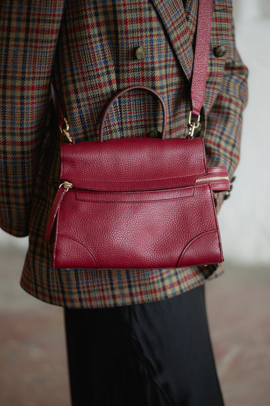 Vintage Furla Meraviglia Bag - Burgundy Leather Crossbody Handbag, Made in Italy