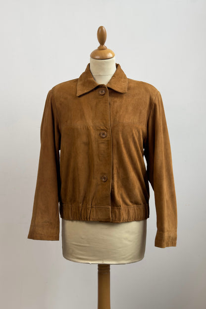 Leather Suede Jacket Camel Brown Size S/M UK 8/10