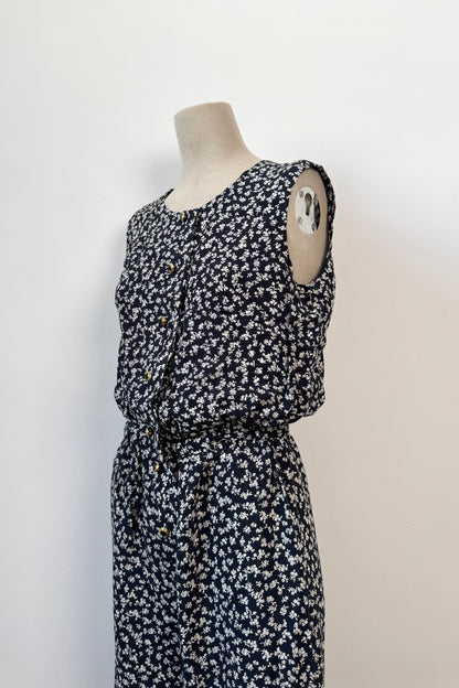 NAVY FLOWERS JUMPSUIT SIZE S UK 6/8