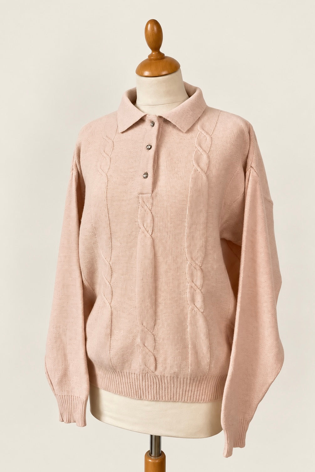 Lambswool Pink Polo Jumper