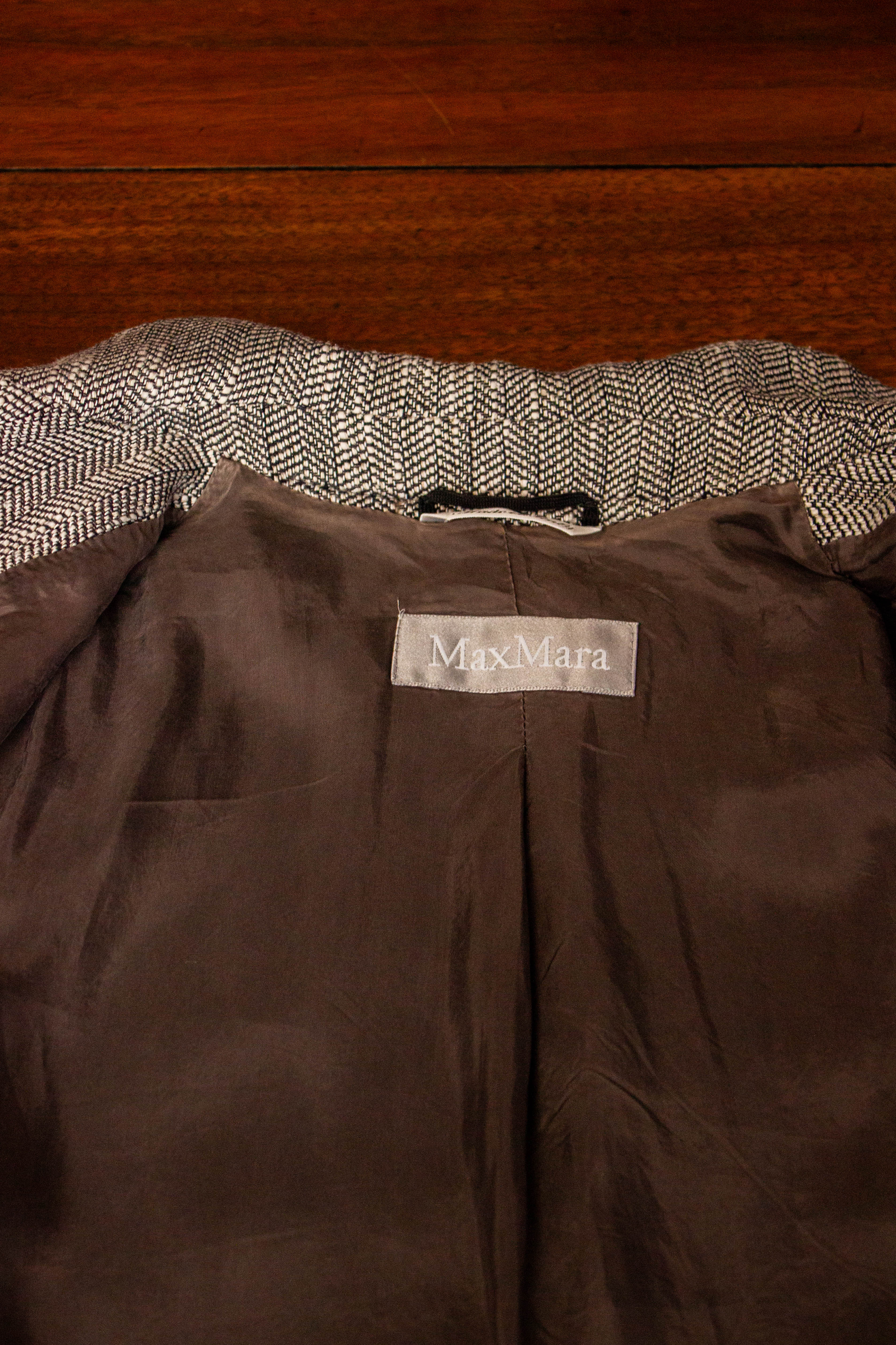 Max Mara Herringbone Blazer in Black & White