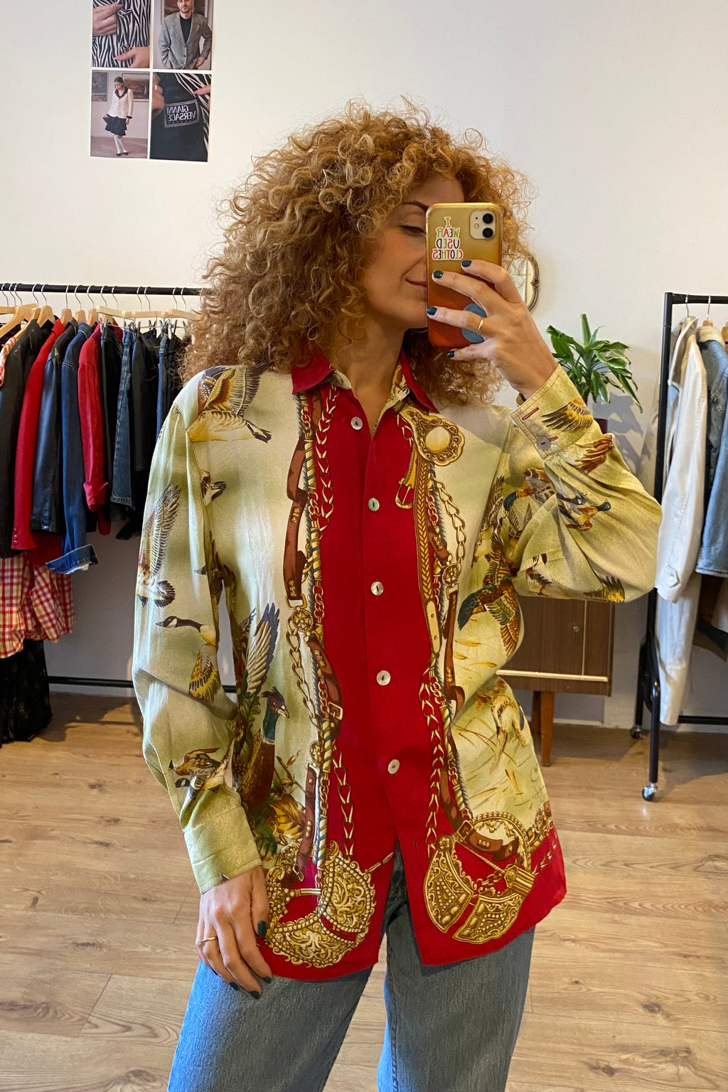 Verse Equestrian–Game-Bird Print Silk Shirt