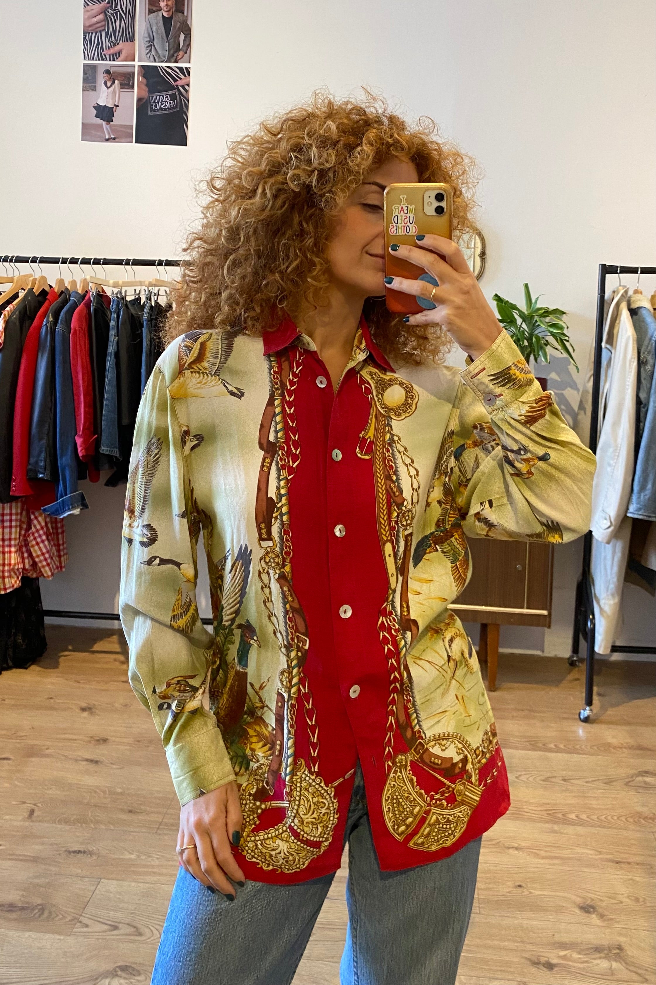 Verse Equestrian–Game-Bird Print Silk Shirt