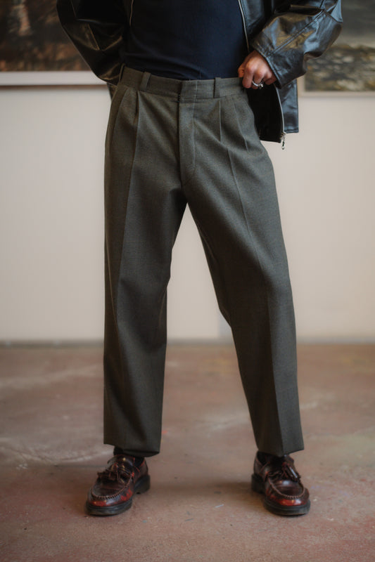 Dark Olive Green Tailored Trousers Size UK 10 EU 38
