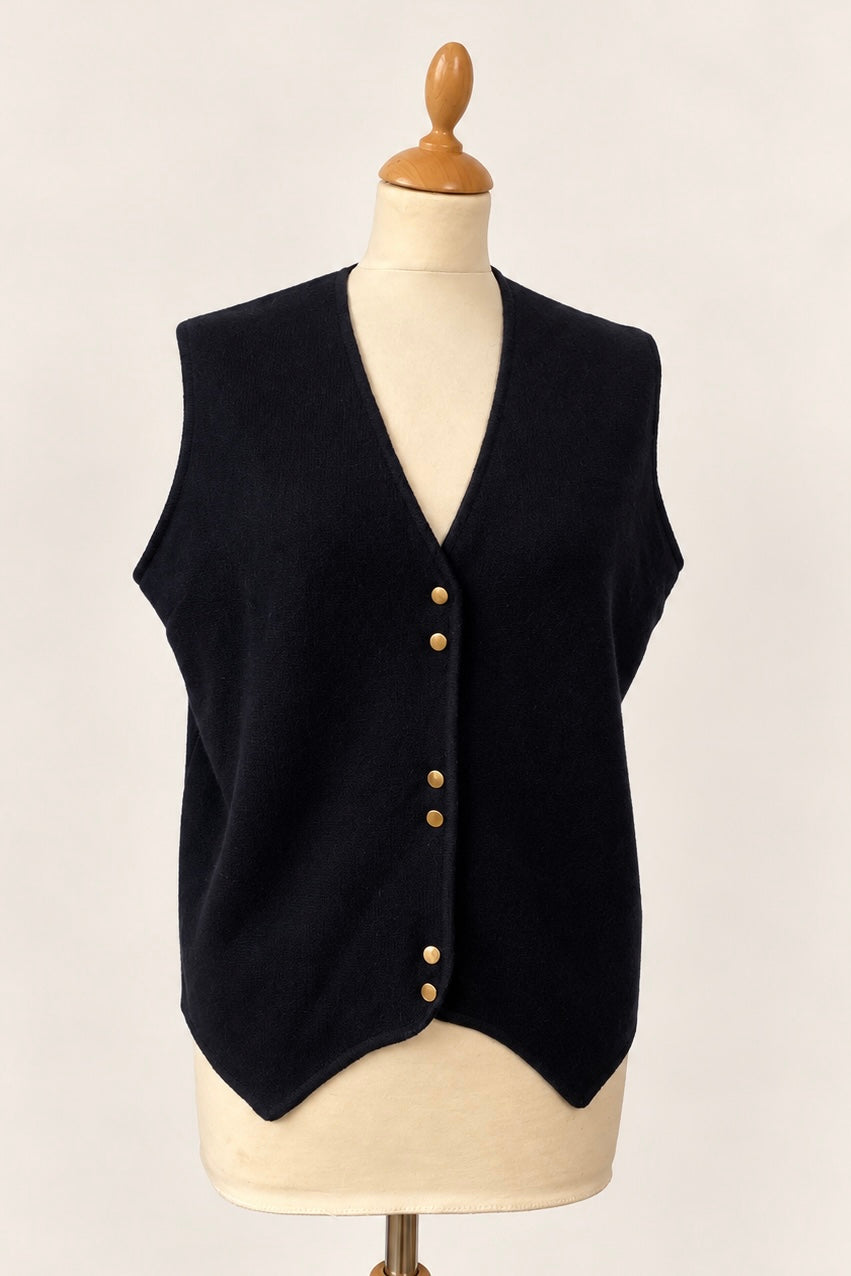 Merino Wool Black Waistcoat