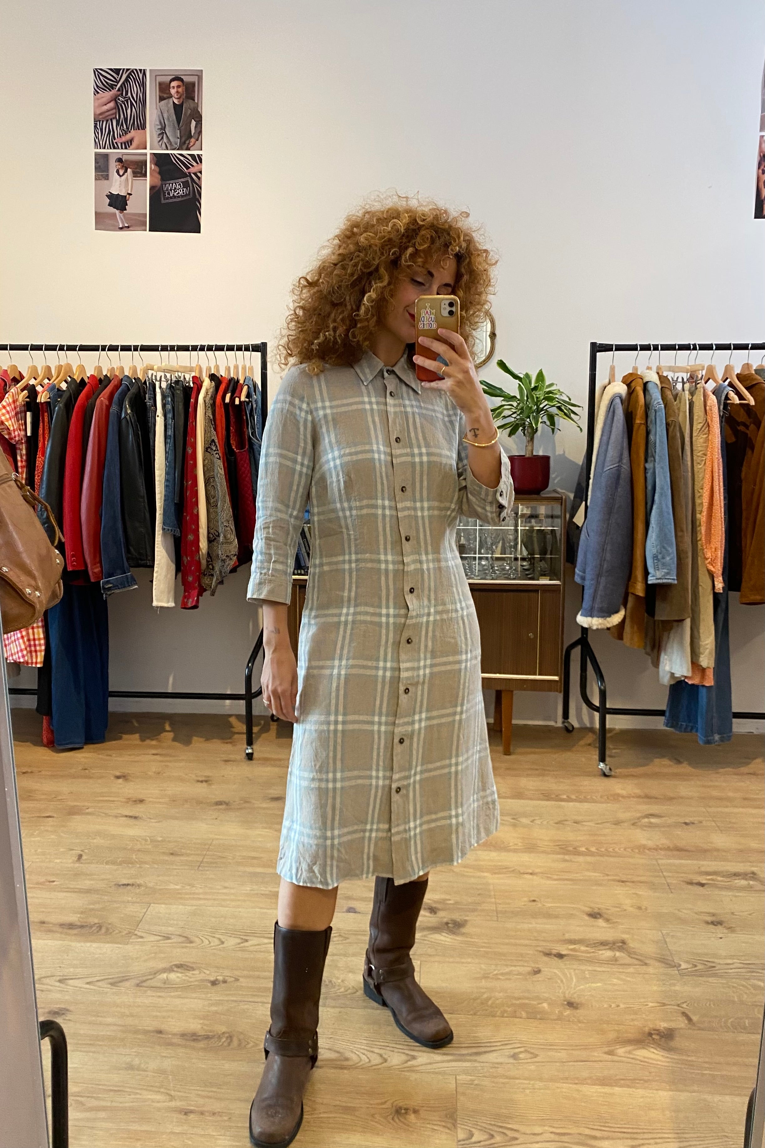 Burberry Plaid Linen Dress