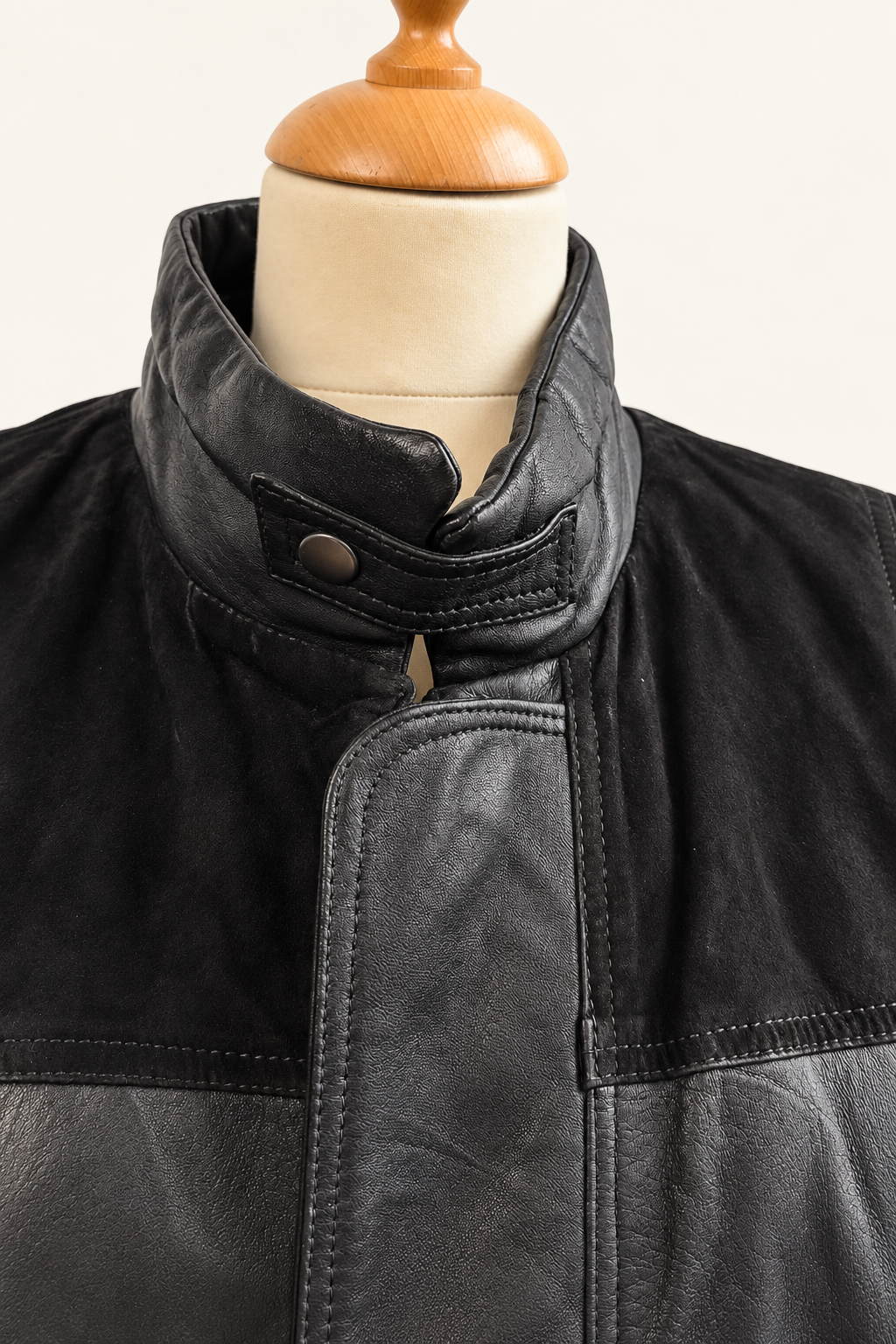Suede & Leather Contrast Bomber Jacket