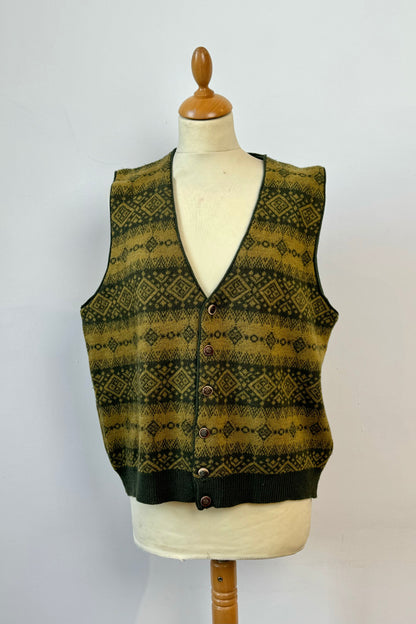 PATTERN GREEN VEST SIZE L UK 14