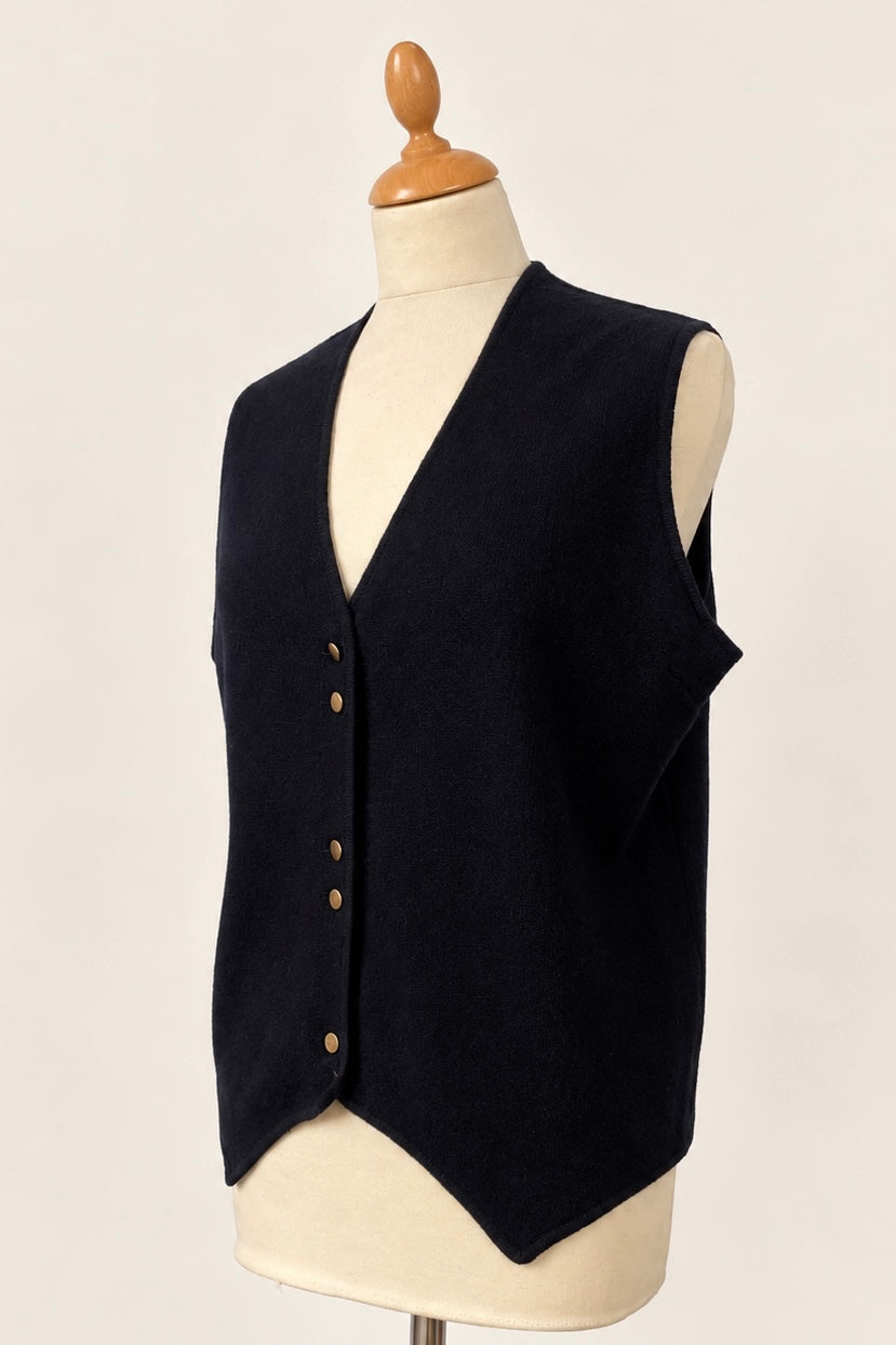 Merino Wool Black Waistcoat