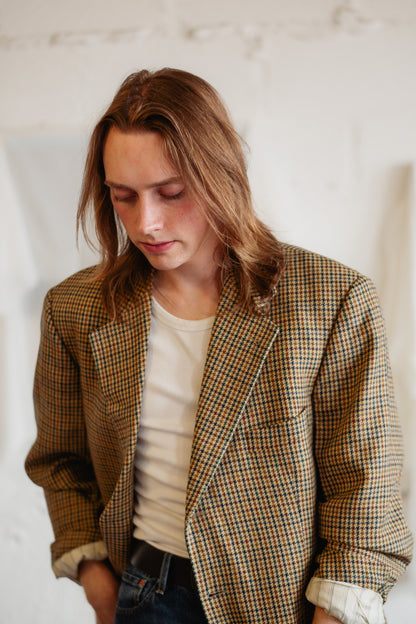 Burberrys Vintage Houndstooth Wool Blazer SIZE L/XL UK 12/14
