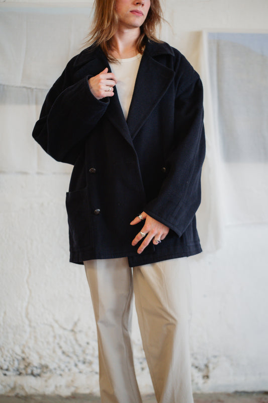 Valentino Uomo Oversized Wool Blazer Coat - Italian Designer, Double-Breasted, Luxury, Size L/XL (UK 12/14)