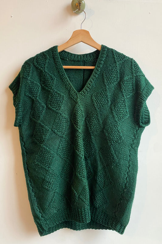 Bottle Green Knitted Sweater Vest Size M/L UK 10/12