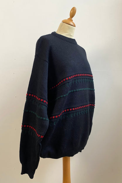 Navy Wool Sailor Jumper Size L UK 12/14