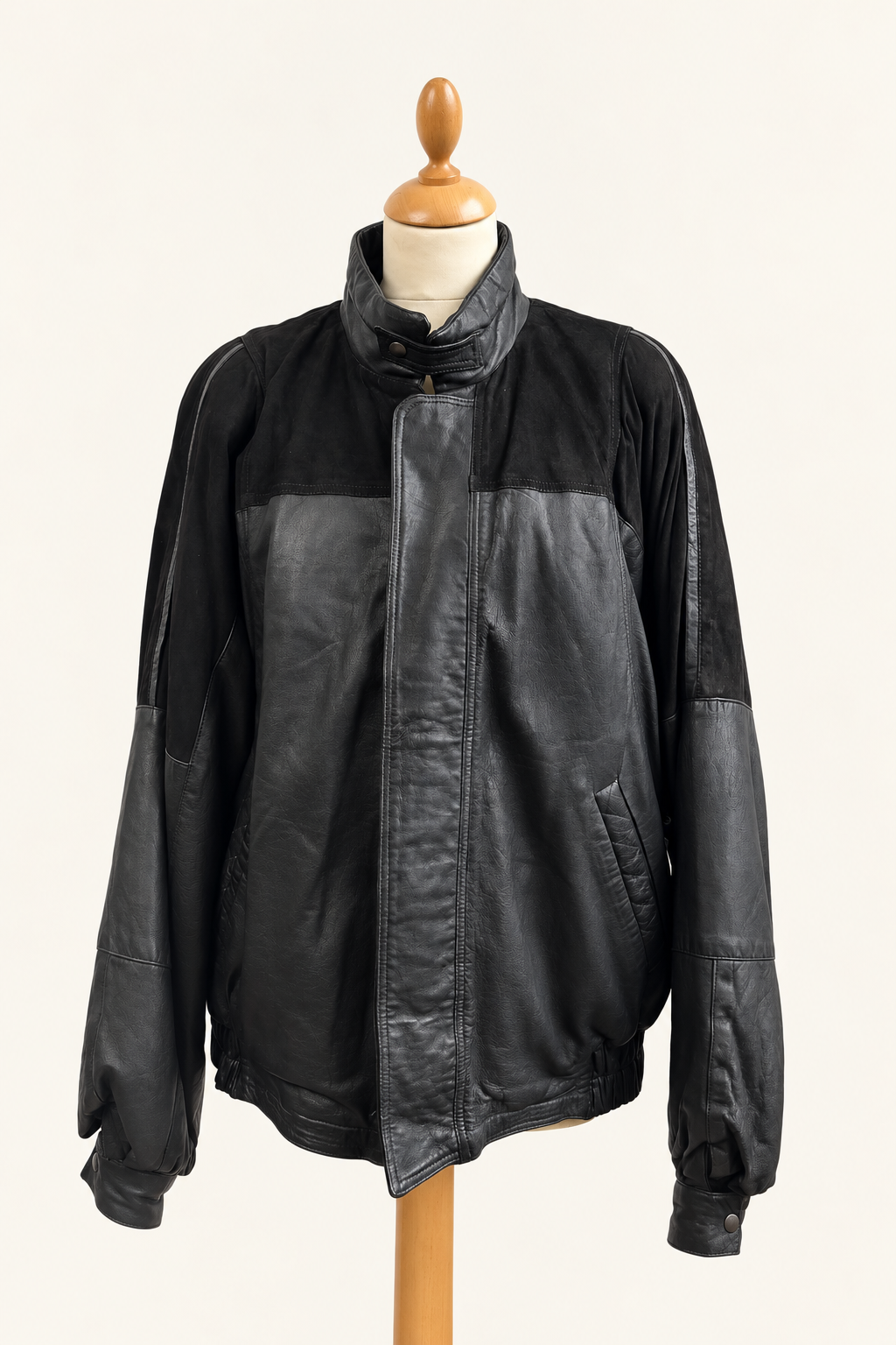 Suede & Leather Contrast Bomber Jacket