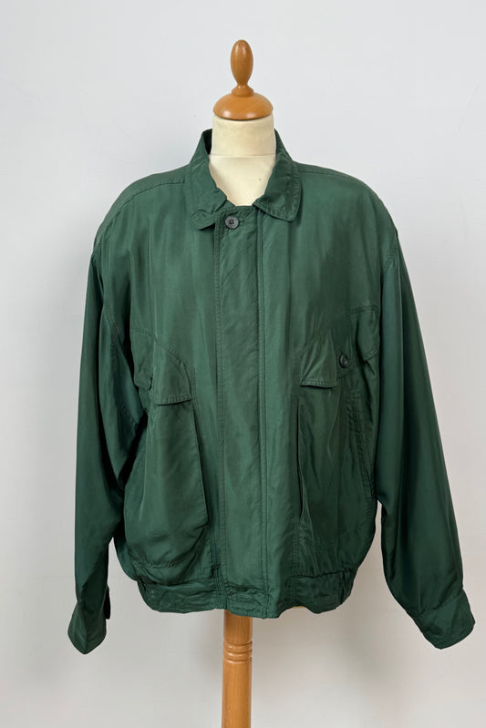 GREEN SILK JACKET SIZE L UK 12