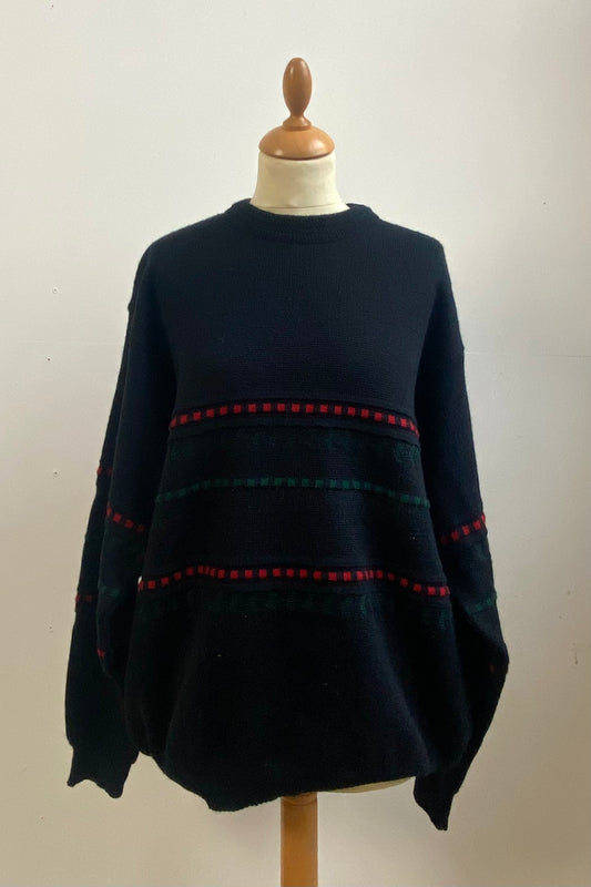Navy Wool Sailor Jumper Size L UK 12/14
