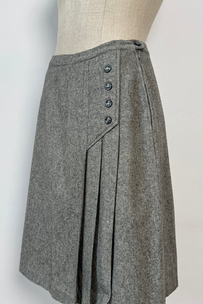 MIDI GREY WOOL SKIRT SIZE S UK 8 EU 36