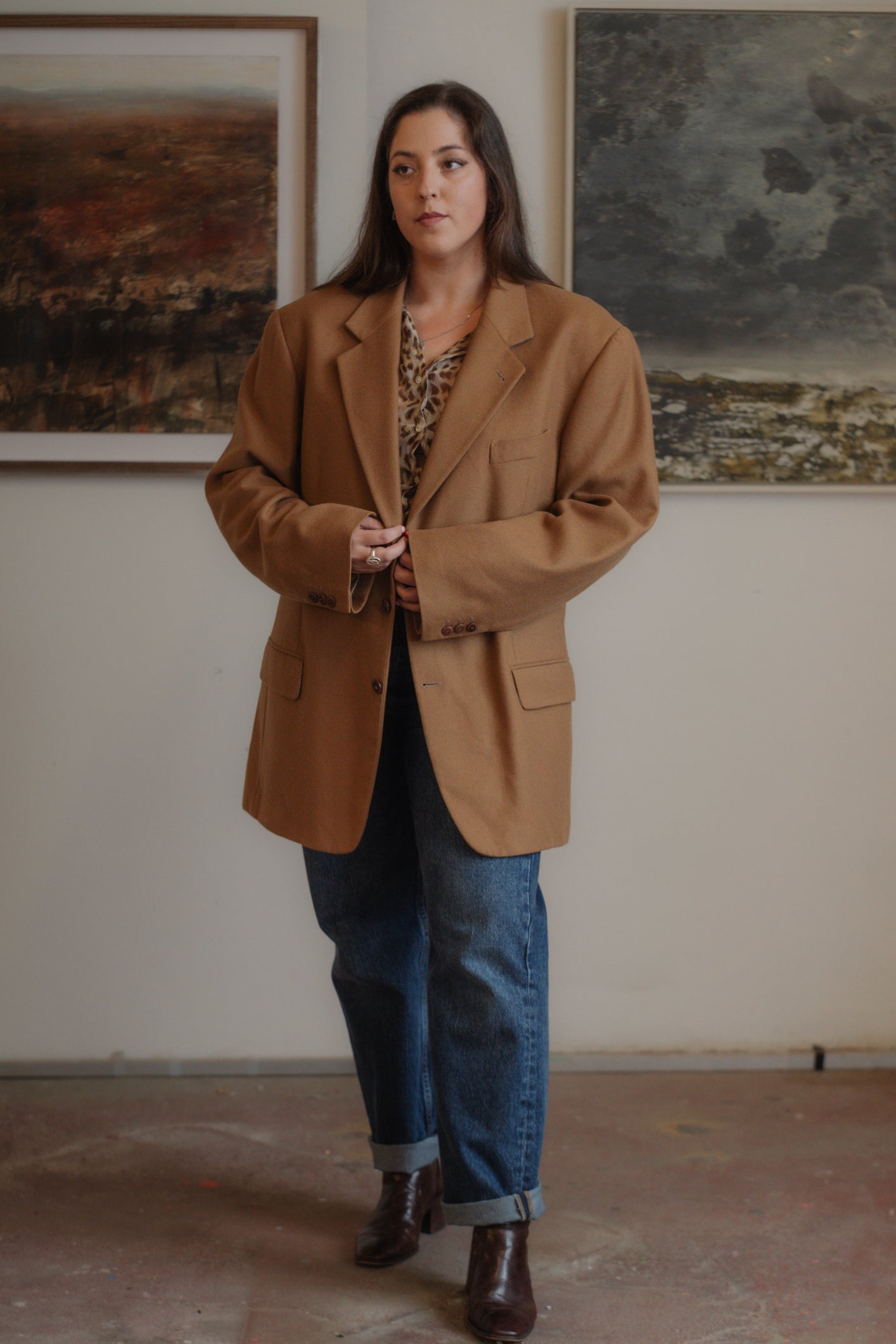 Valentino Camel Wool Blazer Size XL UK 14/16