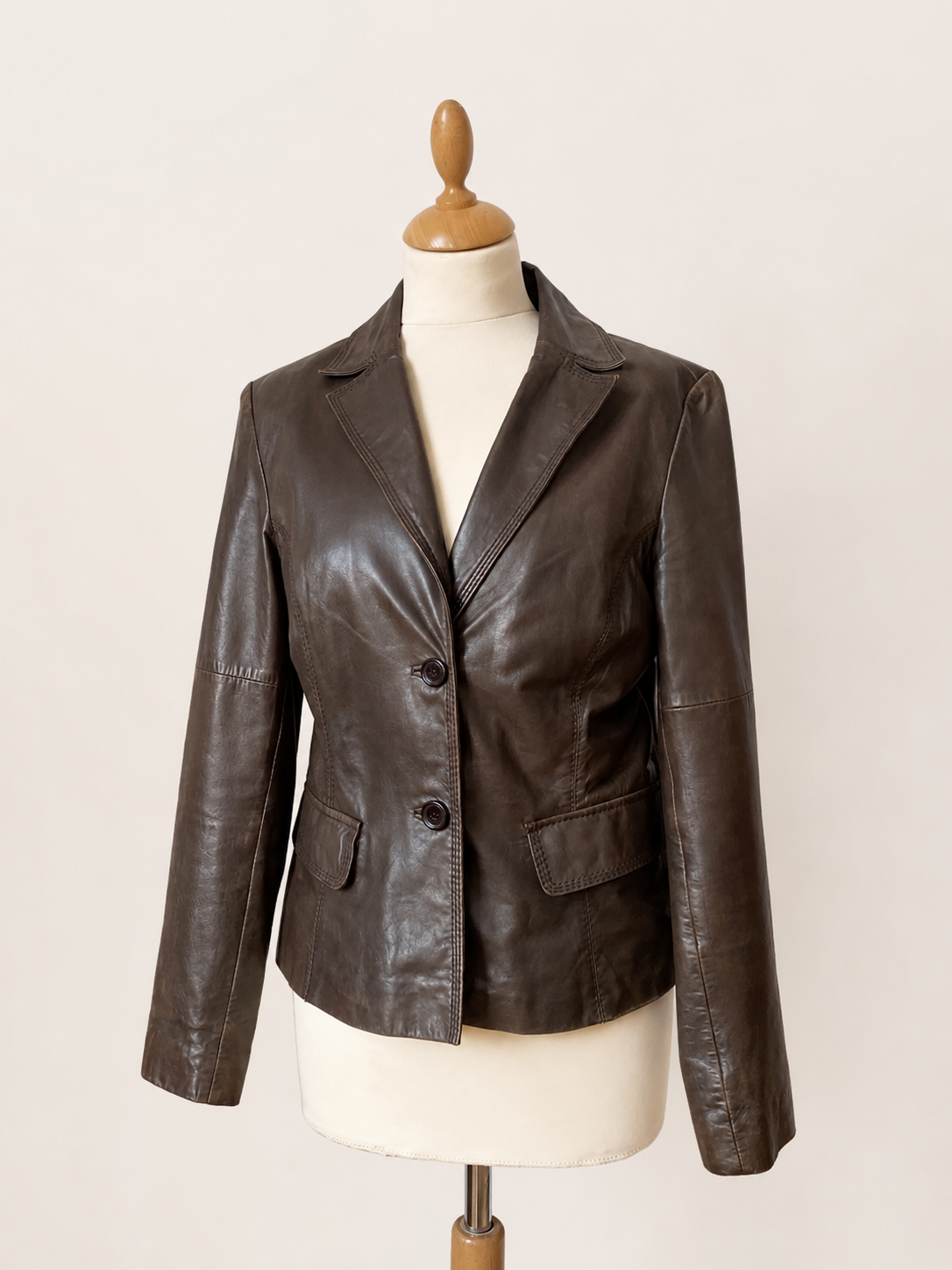 Italian Chocolate Brown Leather Blazer
