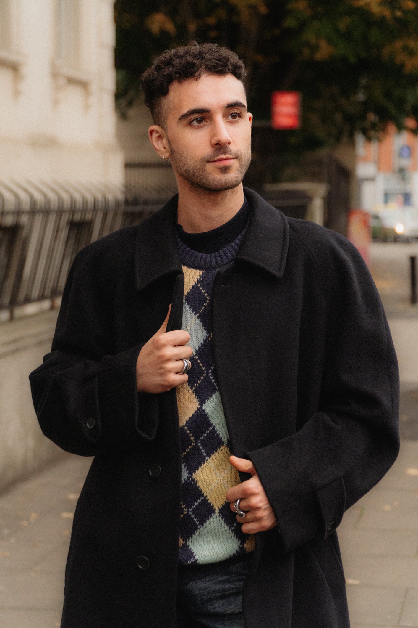Navy Wool Gabardine Maxi Coat Size L/XL UK 12/14