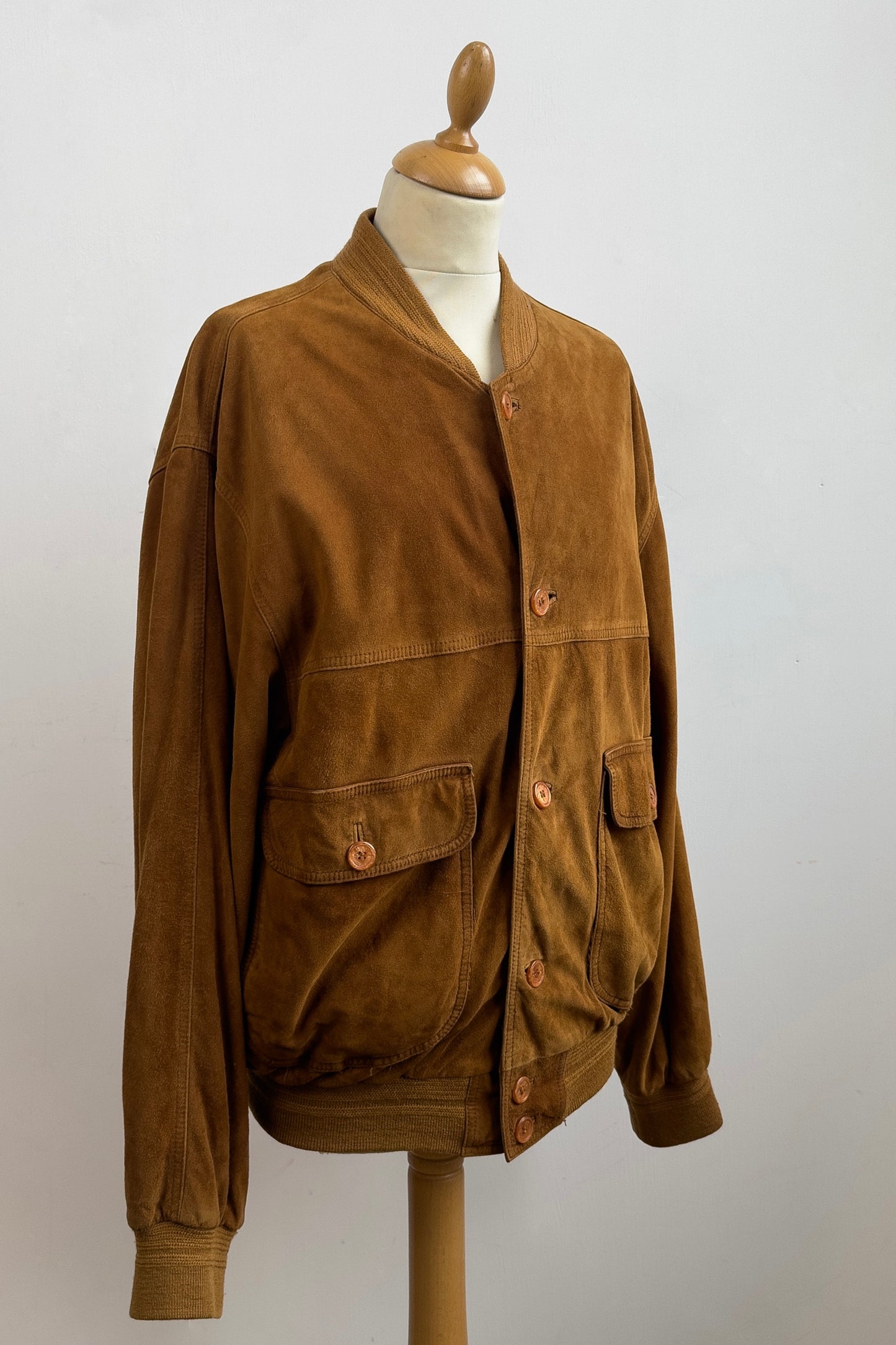 Leather Suede Coat Bomber Jacket Size L/XL