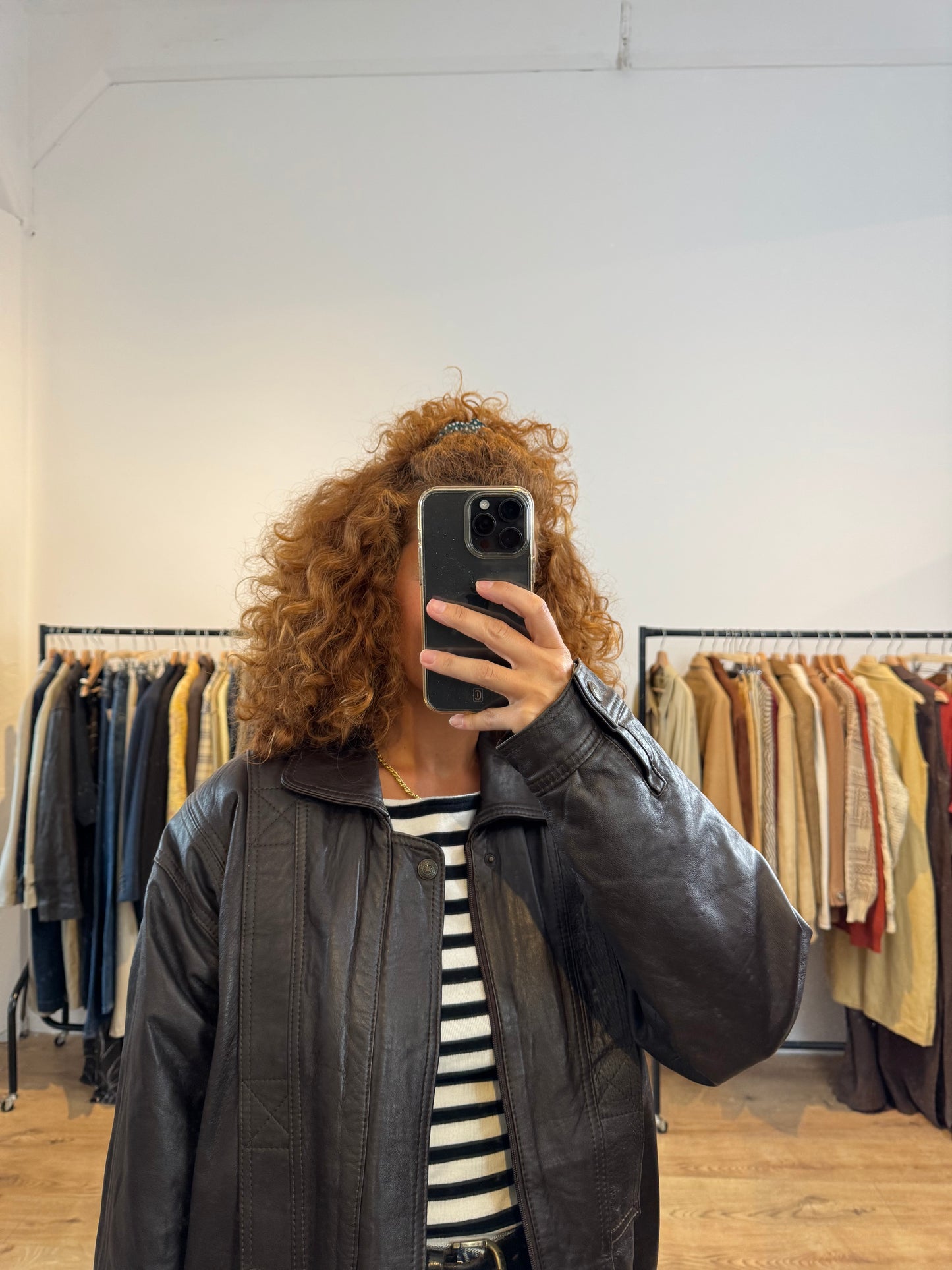 DARK BROWN BOMBER JACKET SIZE L UK 12