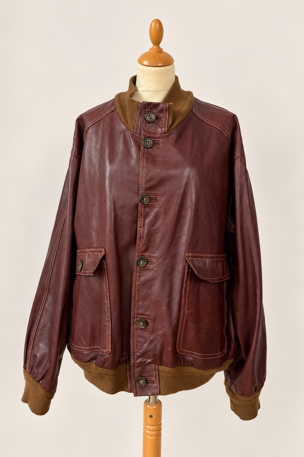 Leather Burgundy Bomber