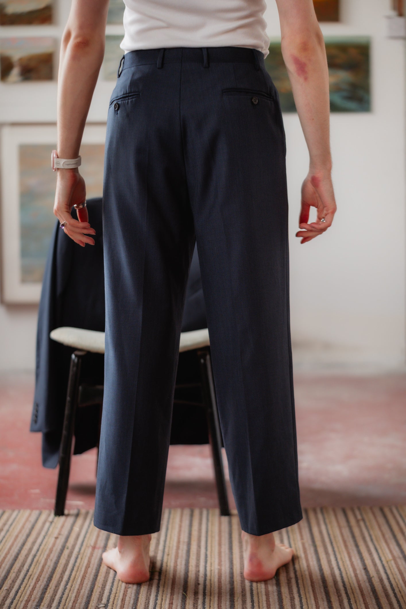 Lanvin Navy Wool Suit - Italian Tailored Blazer & Trousers, UK 12 L